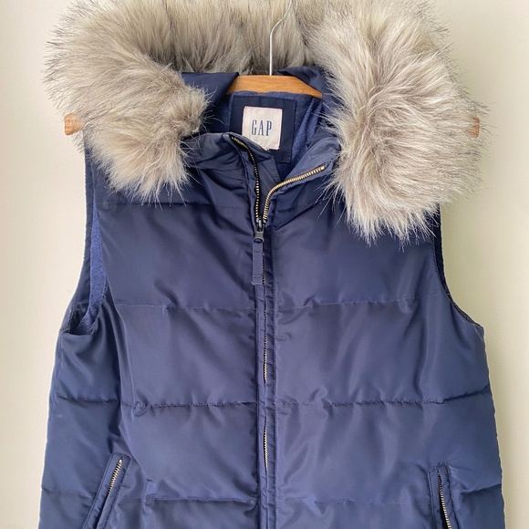 Gap Fur-trim Puffer Insulate Vest Sz XS - Picture 1 of 4